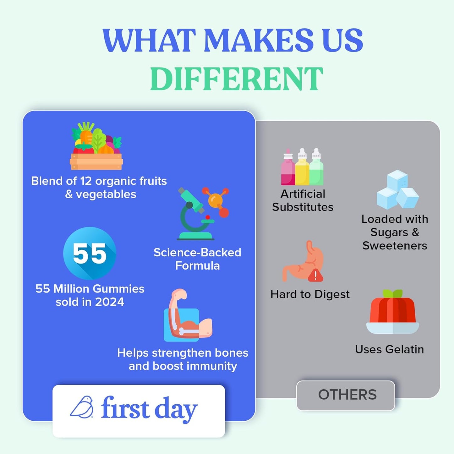 First Day Kids Multivitamin Gummies Age 4+ 60 Count (Pack of 1)